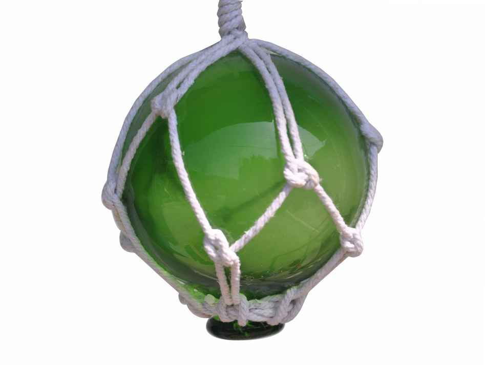 Green Japanese Glass Ball Fishing Float With White Netting