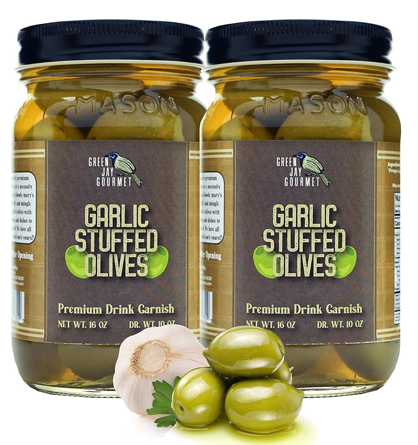 Green Jay Gourmet Garlic Stuffed Olives Stuffed Green Olives for