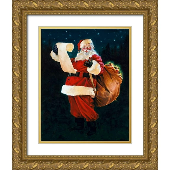 Green, Jenny 15x18 Gold Ornate Wood Framed with Double Matting Museum Art Print Titled - Jolly Old Saint Nick