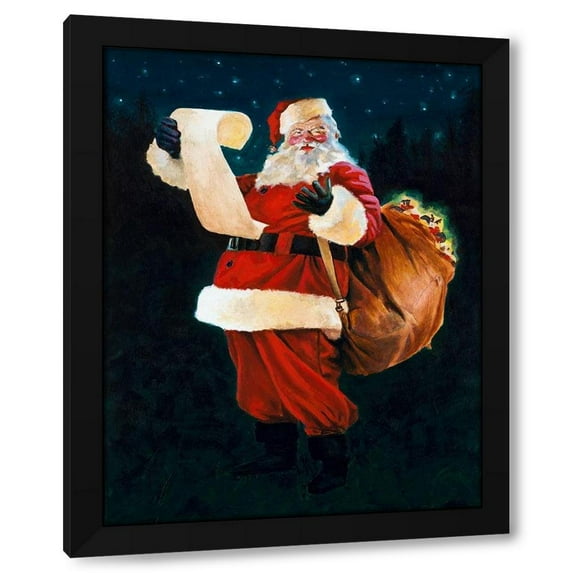 Jenny Green 20x24 Black Modern Wood Framed Wall Art Titled - Jolly Old Saint Nick