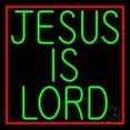 thumbnail image 1 of Green Jesus Is Lord LED Neon Sign 24" Tall x 24" Wide - inches Black Square Cut Acrylic Backing, with Dimmer - Premium built indoor Sign for Home décor, Event, Religious place, Store interior, Office., 1 of 7