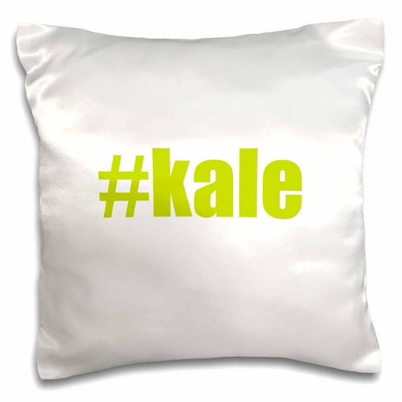 3dRose, Green #Kale on white background, 16x16 inch Pillow Case