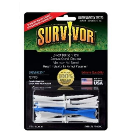 Green Keepers Survivor Driver Golf Tee 3-1/4? - Blue and White Plastic Tee