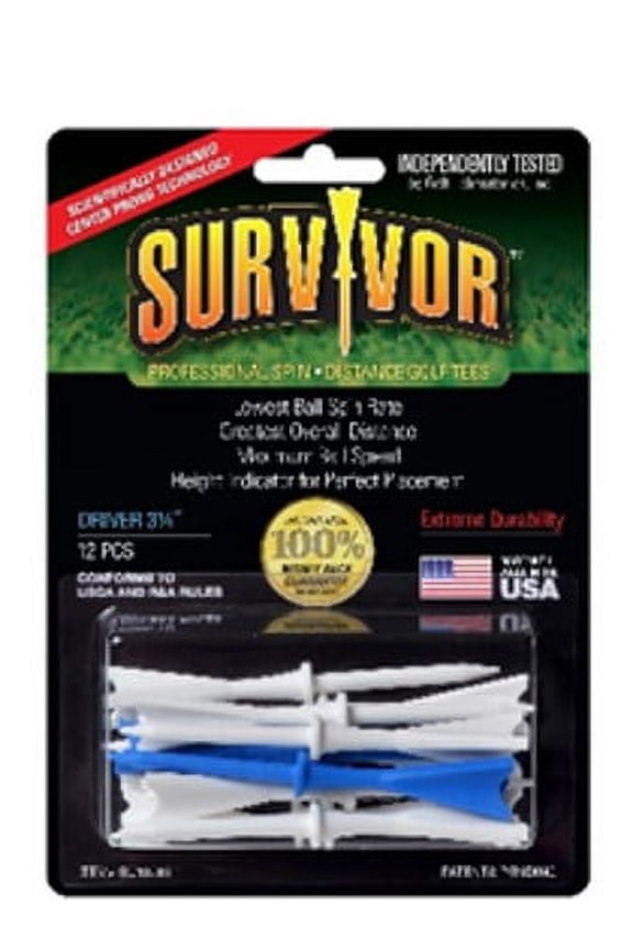 Survivor Driver Golf Tee 3-1/4 - Blue and White Plastic Tee
