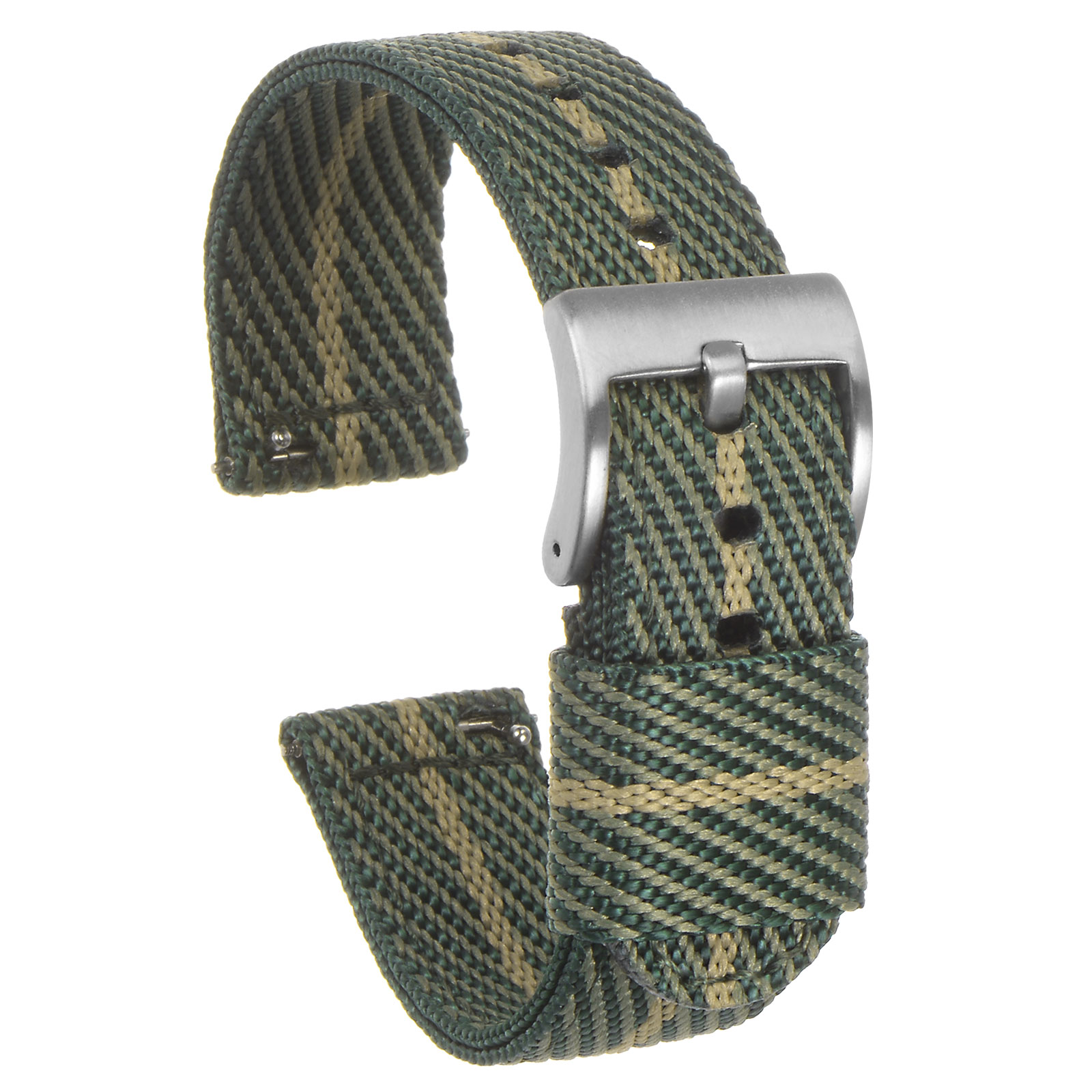 NewLife 24mm Khaki Nylon Fabric Watch Strap | Heavy Duty, Military Style  Replacement Wrist Band with Stainless Steel Buckle for Men and Women - Khaki