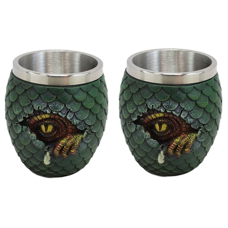 Green Khaleesi's Dragon Scale Egg With Wyrmling Small Cups Shot Glass Set Of 2