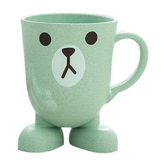 Green Kids Teeth Brushing Cup Mouthwash Cup Couple Cup, Drop Proof Tankard Tooth Cups For Students, Plastic Rinse Cup For Bathroom, Green Color, 3.94X2.76X2.76Inch