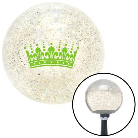 Green Kings Crown Clear Metal Flake Shift Knob with M16 x 1.5 Insert Shifter Auto