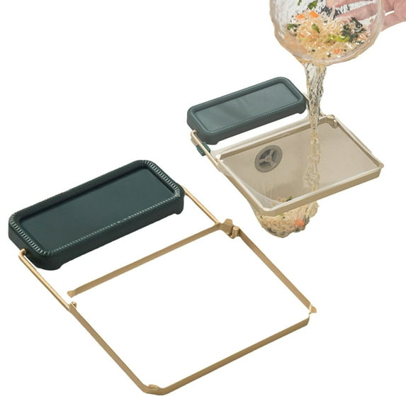 Green Kitchen Drain Rack, Meshmate Waste Rack Mesh Mate Rotatable Kitchen Strainer with 100Pcs Filter Mesh Bags Suction Cup Strainer & Kitchen Filter Rack (With 50 Pcs Bags)