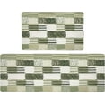 thumbnail image 1 of Green Kitchen Floor Mat Rugs Set 2 Pcs Stitching Geometry Anti-Fatigue Waterproof Stain Resistant Floor Rug Comfort Standing Mat for Kitchen, Floor Home (17.3" x28" + 17.3" x 47" Thick 0.4" ), 1 of 6