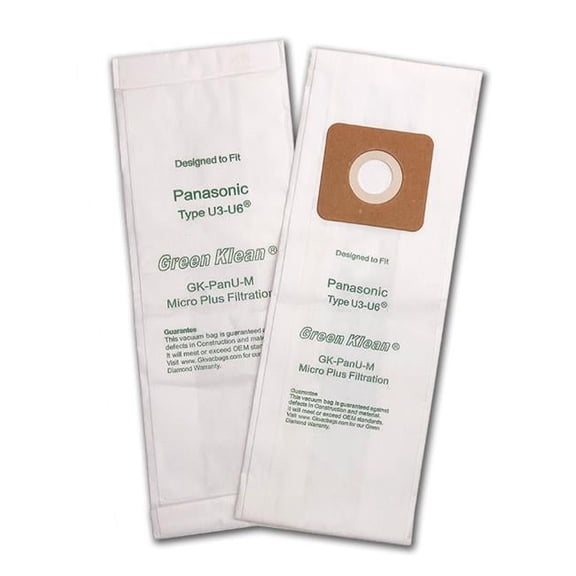 Green Klean GK-PanU-M Panasonic U Type All MC & MCV51-73 Models Replacement Vacuum Bags - Case of 36