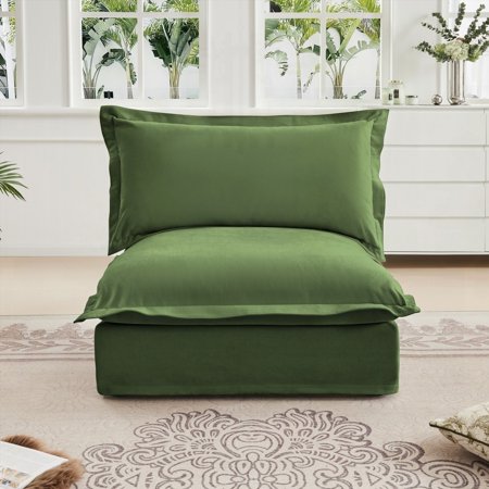 Modern Minimalist Fabric Armchair 85cm - Green & Comfortable