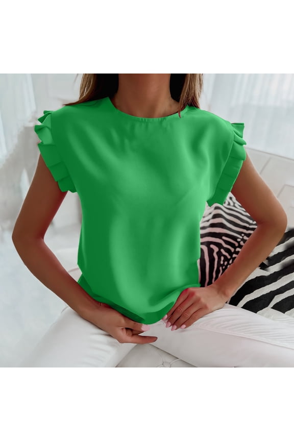 Green L WIZUTIZ Womens Tops up to 65% Off Casual Fluffy Cotton Linen Tee Crew Neck Athletic Solid Tshirts Vintage Ladies Shirts Retro Oversize Tops Blouse Flowy Cotton Blend Short Sleeve Tshirt T-shi