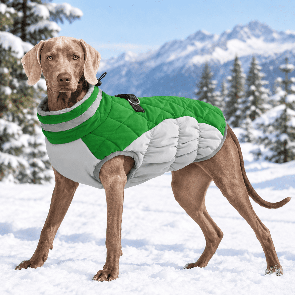 Green L(chest:24in) Water Resistant Fleece Dog Winter Jacket with Built ...