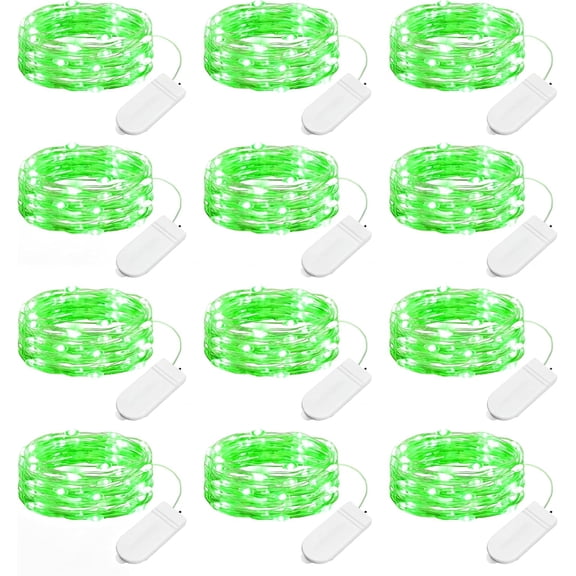 Green LED Fairy String Lights, Battery Operated Copper Wire Lights for St Patrick's Day Party Indoor Home Decor