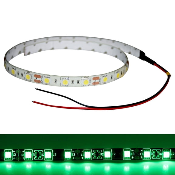 Green LED Light Strip 3ft Foot Flexible Adhesive Tape Back 12V DC Cut-to-Length