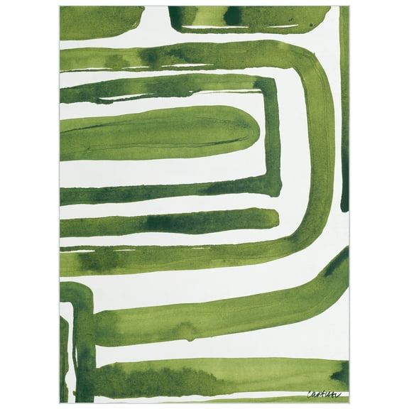 Green Labyrinth II Washable Abstract Art Area Rug size 8'x10', Power-loomed, Heavenly Softness with Non-Slipping Backing