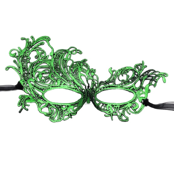 Green Lace Masquerade Mask Ornate Filigree Design Womens Masquerade Mask with Ribbon Ties for Halloween Party Prom Mardi Gras 1 Pack
