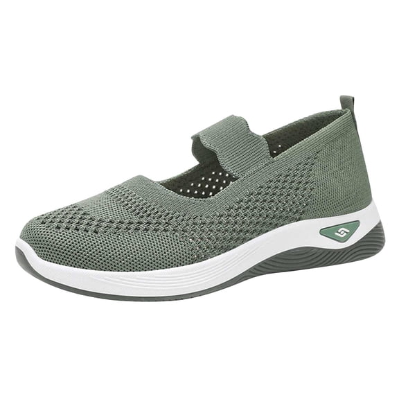 Green Ladies Casual Mesh Slip-On Shoes With Soft Sole Breathable Design Round Toe Lightweight For All Day Support