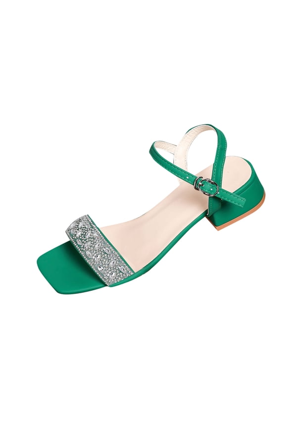 Green Ladies Casual Sandals With Round Head Design For Beach Outings And Everyday Comfort With 35Cm Low Heel