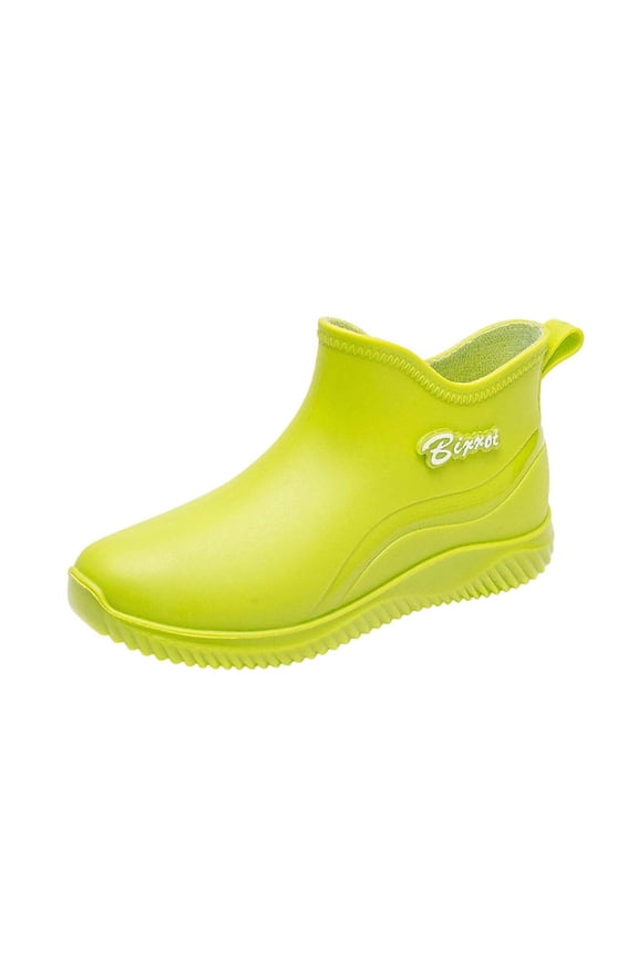Green Ladies Casual Waterproof Boots, Spring Summer Solid Color, Thick-Soled Short Outdoor Rainboots 2026
