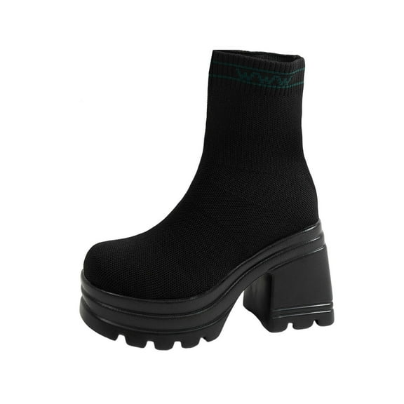 Green Ladies Everyday Boots Featuring Mesh Round Toe Design And One-Foot Closure High Heel Ideal For Casual Wear