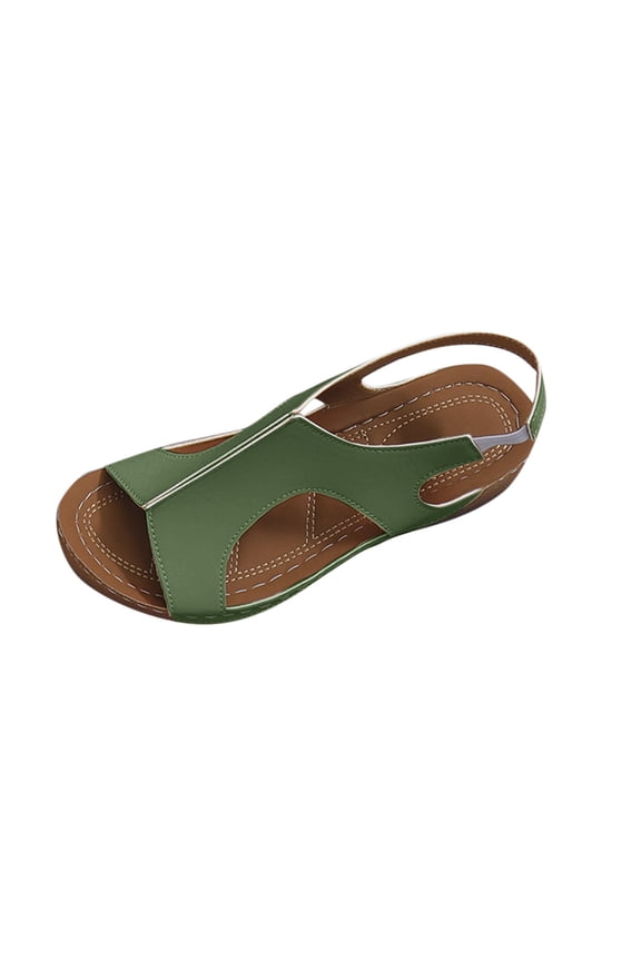 Green Ladies Everyday Open Toe Sandals, Pu For Outdoor Activities And Relaxed Moments