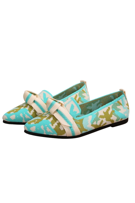 Green Ladies Flat Flats With Printing Design And Round Toe For Leisure Comfort In Daily Use And Settings