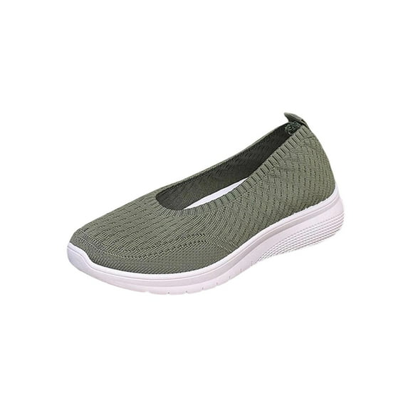 Green Ladies Low-Cut Slides With Wedge Heel Slip-On Comfortable For Spring Summer