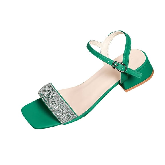 Green Ladies Round Toe Casual Sandals For Casual Occasions Outdoor Walking And Indoor Relaxation With 35Cm Low Heel