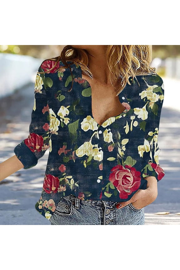 Green Ladies Tops and Blouses Womens V Neck Roll Up Sleeve Down Blouses Tops