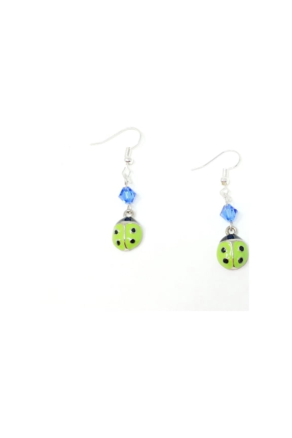 Green Ladybugs with Swarovski Crystal Earrings