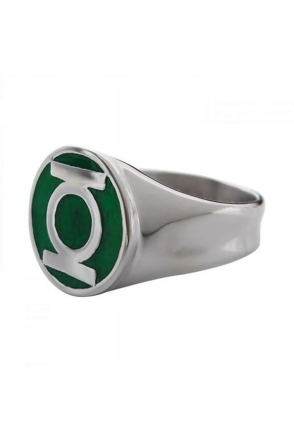 857235-size8 Green Lantern Symbol Stainless Steel Ring - Size 8
