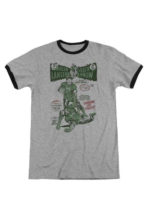 Green Lantern - Beware My Power - Heather Ringer Short Sleeve Shirt - Medium