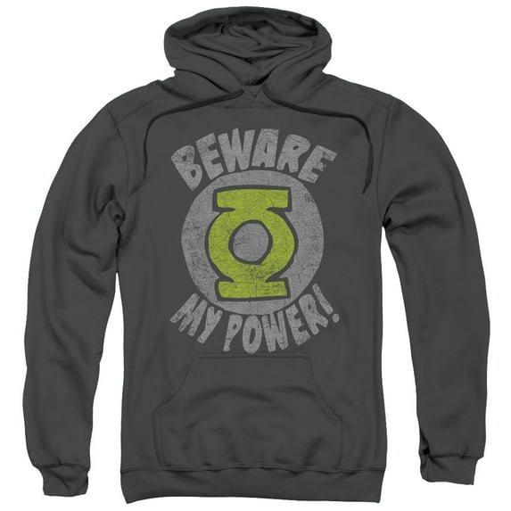 Green Lantern/beware-adult Pull-over Hoodie-charcoal-md