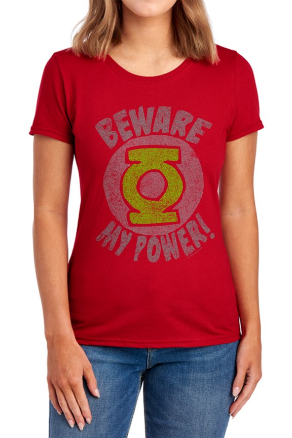 Green Lantern Beware Women's T Shirt, Red, Small