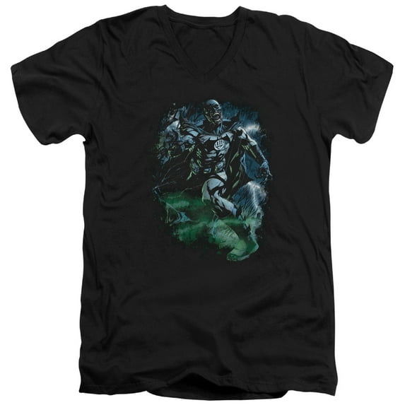 Green Lantern Black Lantern Batman S/S Adult V-Neck T-Shirt Black