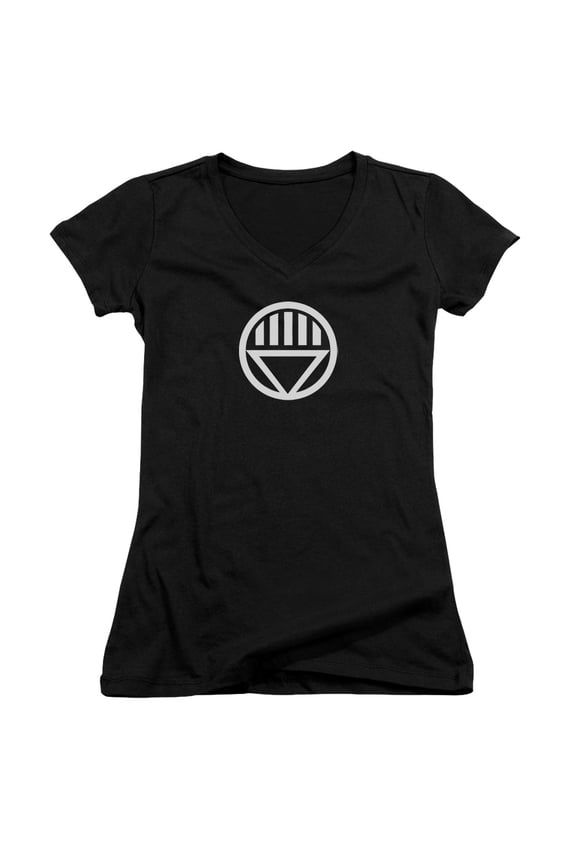 Green Lantern Black Lantern Logo Junior Women's V-Neck T-Shirt Black