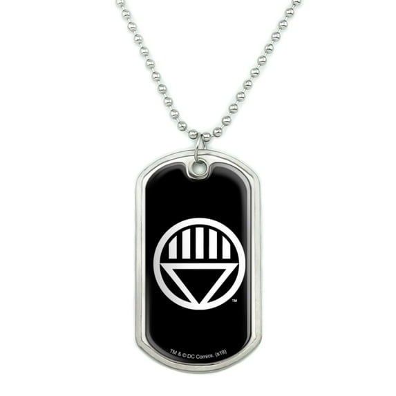 Green Lantern Blackest Night Black Lantern Logo Military Dog Tag Pendant Necklace with Chain