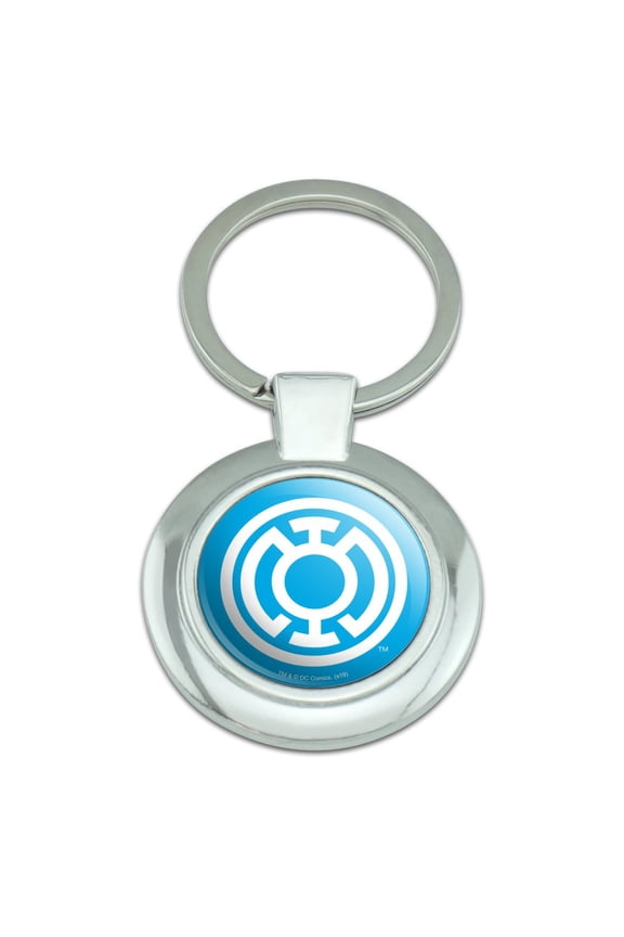 Green Lantern Blackest Night Blue Lantern Logo Keychain Classy Round Chrome Plated Metal