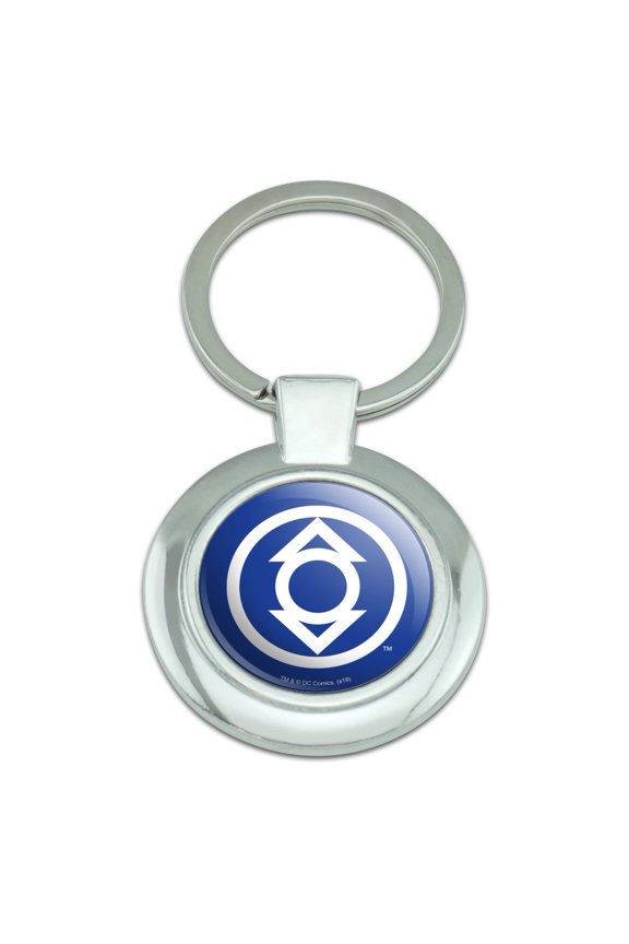 Green Lantern Blackest Night Indigo Lantern Logo Keychain Classy Round Chrome Plated Metal