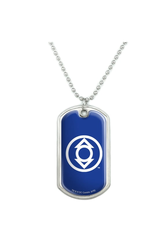 Green Lantern Blackest Night Indigo Lantern Logo Military Dog Tag Pendant Necklace with Chain