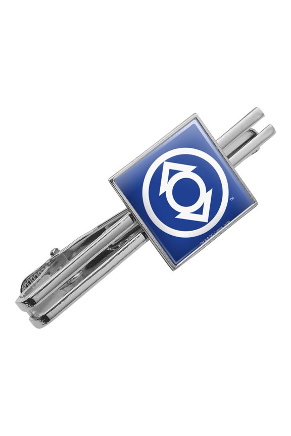 Green Lantern Blackest Night Indigo Lantern Logo Square Tie Bar Clip Clasp Tack- Silver or Gold