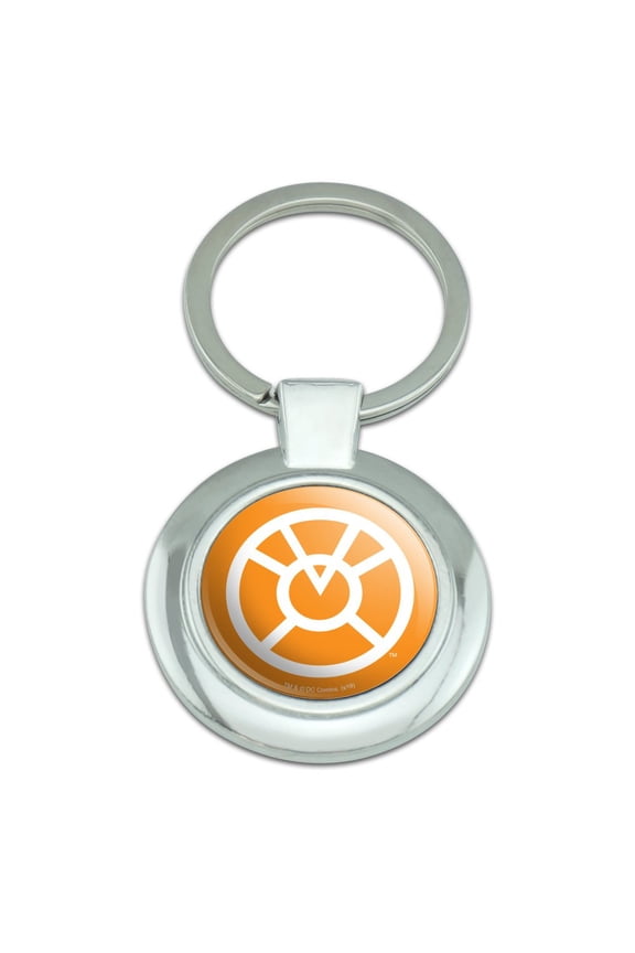 Green Lantern Blackest Night Orange Lantern Logo Keychain Classy Round Chrome Plated Metal