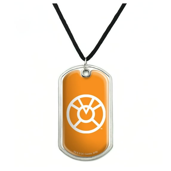Green Lantern Blackest Night Orange Lantern Logo Military Dog Tag Pendant Necklace with Cord