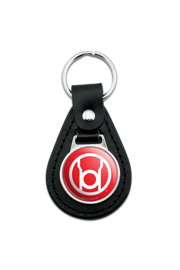 Green Lantern Blackest Night Red Lantern Logo Black Leather Keychain