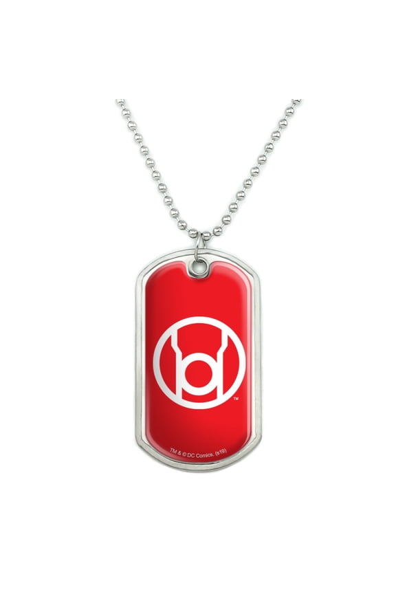 Green Lantern Blackest Night Red Lantern Logo Military Dog Tag Pendant Necklace with Chain