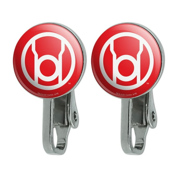 Green Lantern Blackest Night Red Lantern Logo Novelty Clip-On Stud Earrings