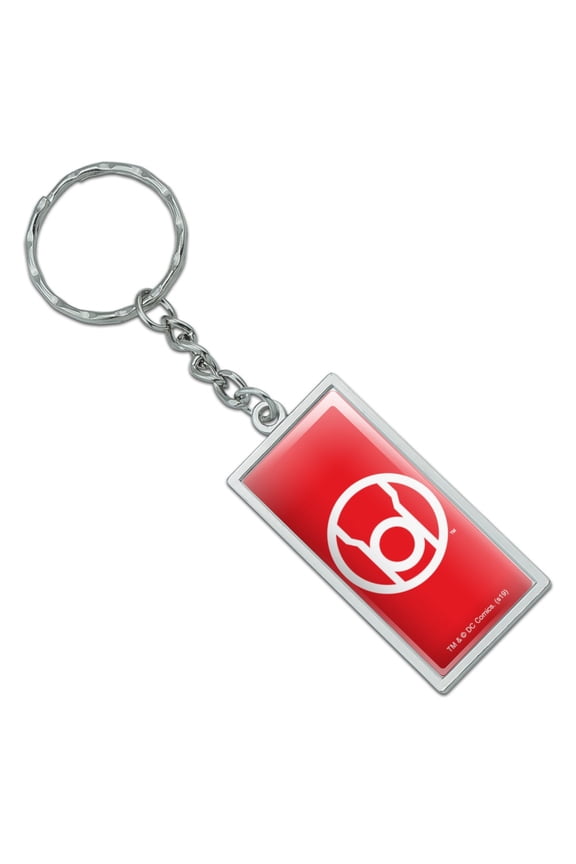 Green Lantern Blackest Night Red Lantern Logo Rectangle Chrome Plated Metal Keychain Key Chain