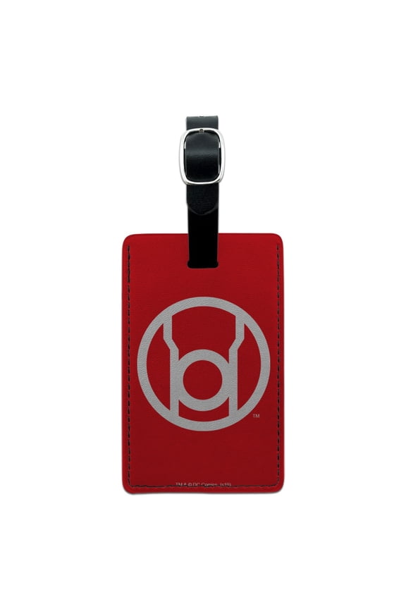 Green Lantern Blackest Night Red Lantern Logo Rectangle Leather Luggage Card Suitcase Carry-On ID Tag